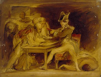 Nelson pečetil kodaňský dopis, c. 1835 (olej na panelu, namontováno jako výkres)